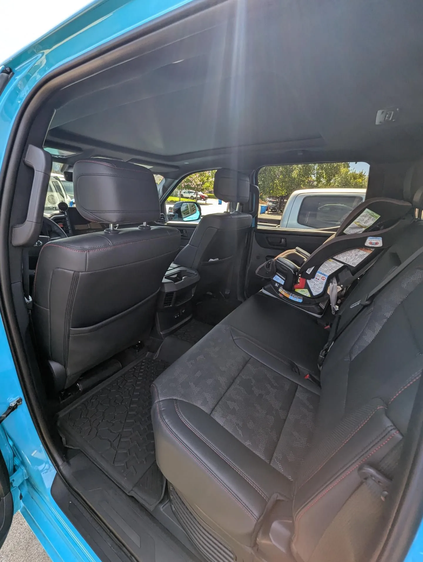 Clean rear seats and floor mats in a Toyota Tundra